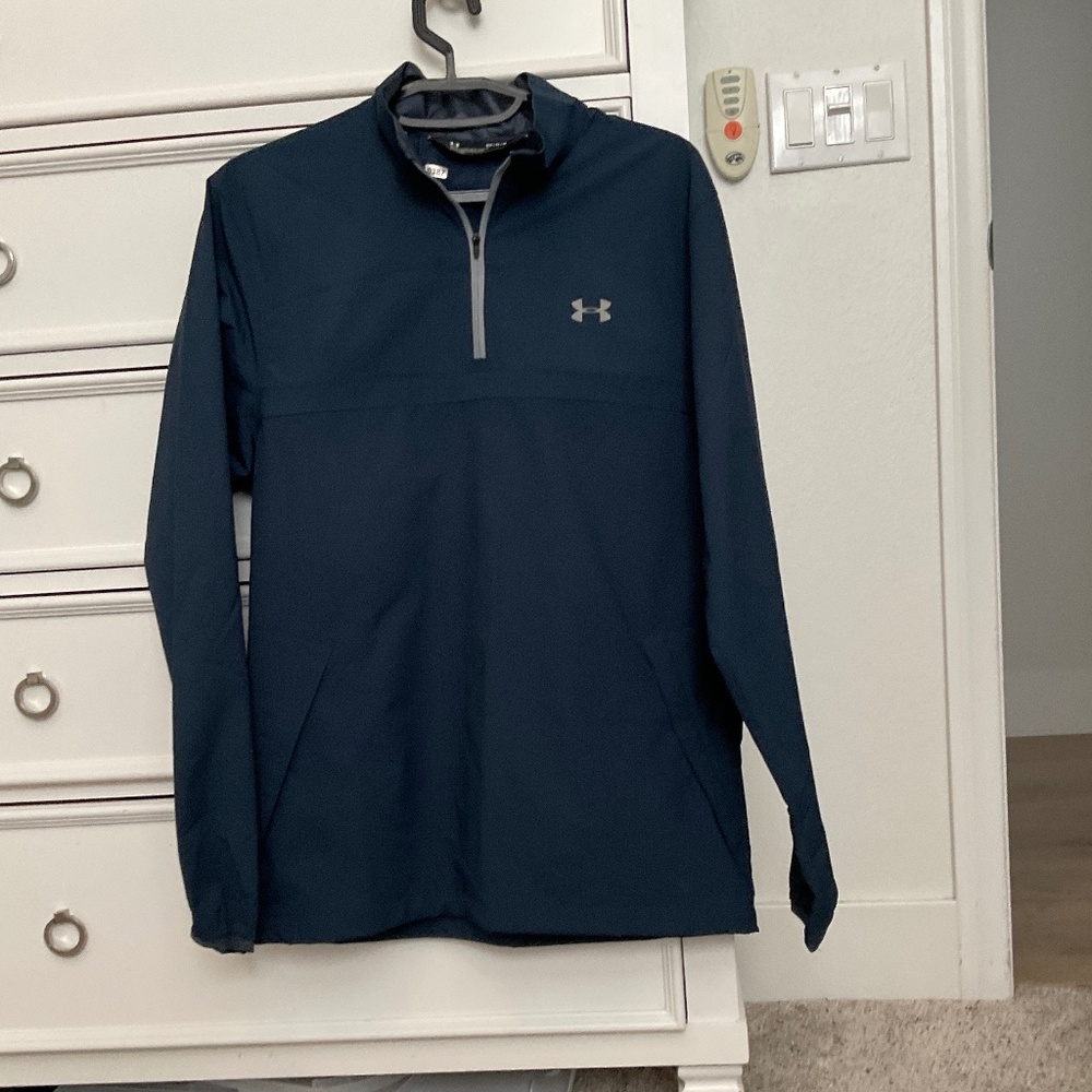 #0387 Navy Quarter Zip Wind Breaker Size M Brand Under Armor